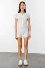 Fitilli Kısa Kollu Kısa Tulum Short Romper KISAKOL-TULUM