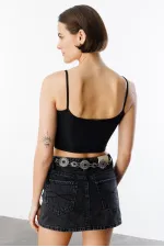 Women's Scuba Fabric Strappy Crop Top CROP-TANKLACE