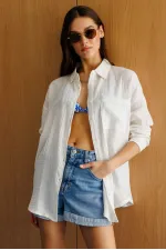 Oversize Basic Müslin Kadın Gömlek KADIN-MÜSLİN-GÖMLEK