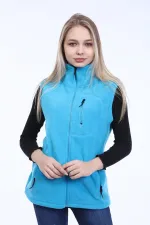 Store Women's Fleece Vest, Full Zip Outdoor Sports Vest with 3 Pockets