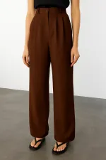 Kadın Pileli Kumaş yüksek bel Palazzo Pantolon PANTOLON-002