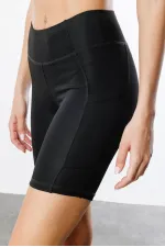 Yüksek Bel Toparlayıcı Çift Cepli Biker Şort Kısa Spor Tayt KISA-TAYT