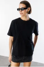 Women's 100% Organic Cotton Thick Textured Oversize Fit Round Neck T-shirt WOMEN-OVERSIZE-T-SHIRT