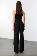 Women's Pleated Fabric High Waist Palazzo Trousers PANTS-002