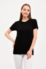 Kadın Bisiklet Yaka Basic Tişört Lacivert