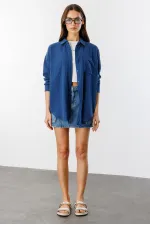 Oversize Basic Müslin Kadın Gömlek KADIN-MÜSLİN-GÖMLEK
