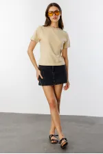 Women's Short-Sleeve Organic Cotton Crew Neck Crop T-shirt