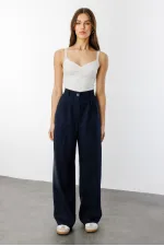 Women's Pleated Fabric High Waist Palazzo Trousers PANTS-002