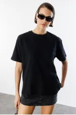 Women's 100% Organic Cotton Thick Textured Oversize Fit Round Neck T-shirt WOMEN-OVERSIZE-T-SHIRT