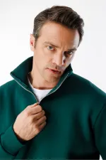 Sweat-shirt unisexe, coupe décontractée, coton, doublure polaire, demi-zip, col montant