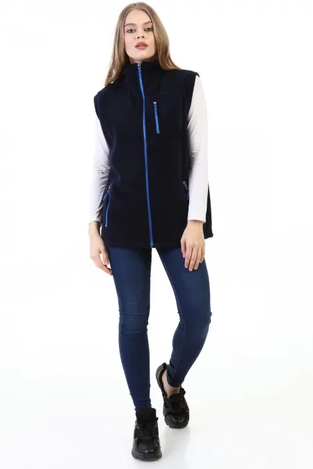 Store Women's Fleece Vest, Full Zip Outdoor Sports Vest with 3 Pockets