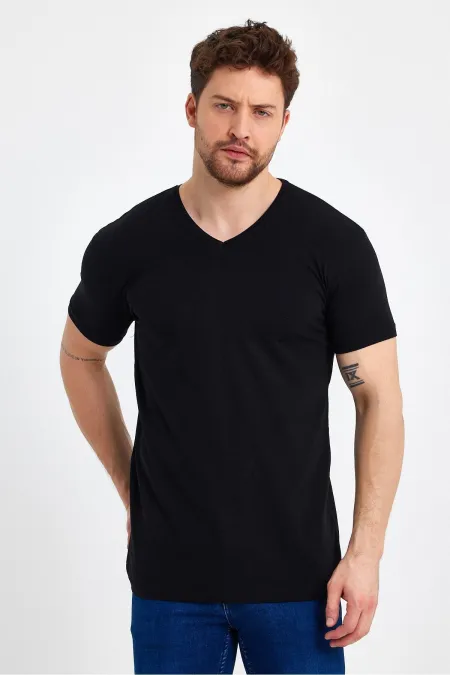 Men's V-Neck Basic Red T-Shirt