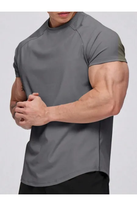 Men's Sports T-Shirt Running Sports Gym Raglan Oval Cut Combed Cotton T-shirt OVALT-SHIRT