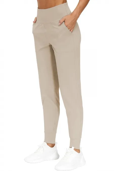 Pantalon de jogging léger à taille haute pour femme, idéal pour le yoga, la course et le sport.