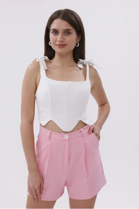 FundaChoosesXGenius Kadın Pileli Şort İç Göstermez Lamineli Kadın Şort PİLELİ-ŞORT