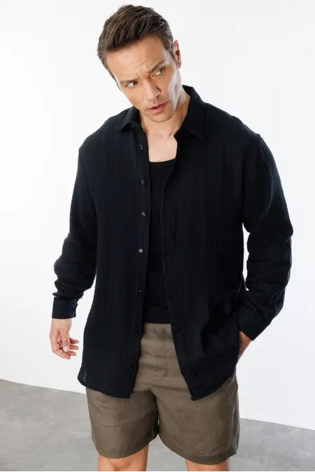 Chemise en mousseline basique oversize pour homme