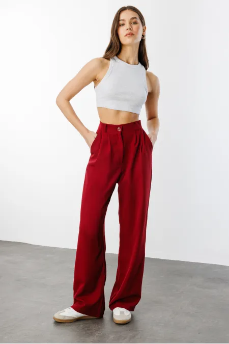 Women's Pleated Fabric High Waist Palazzo Trousers PANTS-002