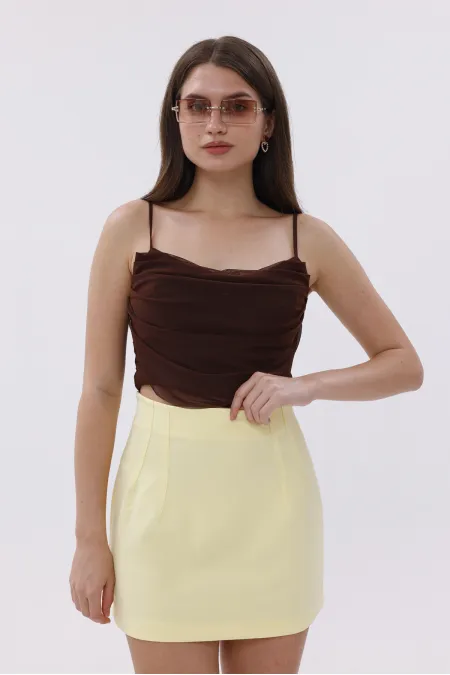 FundacshoosesXGenius Women's Darted Skirt, Non-See-Through Laminated Women's Skirt WOMEN'S SKIRT