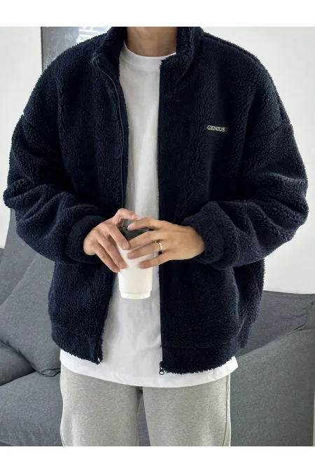 Sweat-shirt oversize en peluche avec fermeture éclair intégrale, doublé polaire sherpa