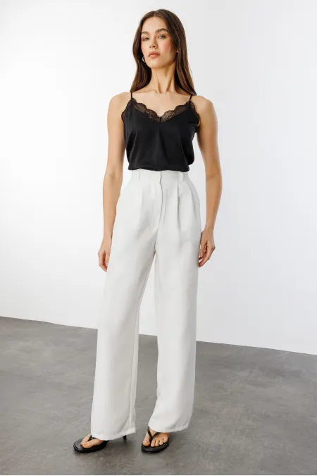 Women's Pleated Fabric High Waist Palazzo Trousers PANTS-002