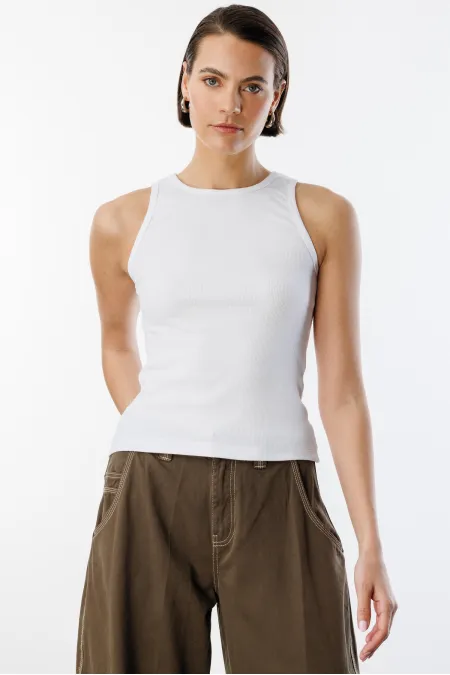 Débardeur basique pour femme à bretelles larges et aspect côtelé ATLET2