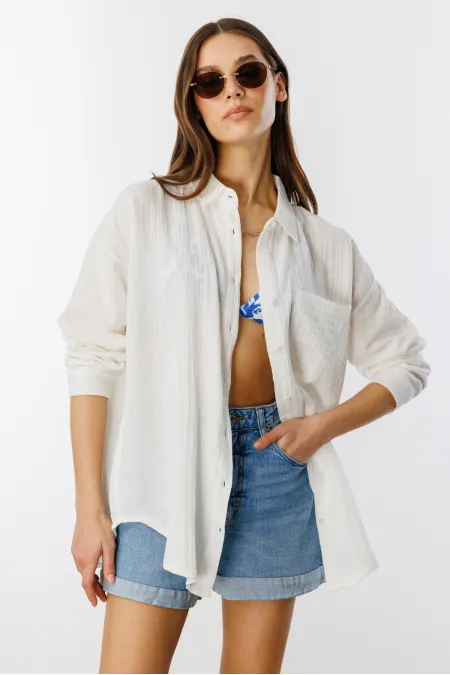 Oversize Basic Muslin Women's Shirt WOMEN-MUSLIN-SHIRT