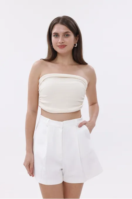 FundaChoosesXGenius Kadın Pileli Şort İç Göstermez Lamineli Kadın Şort PİLELİ-ŞORT