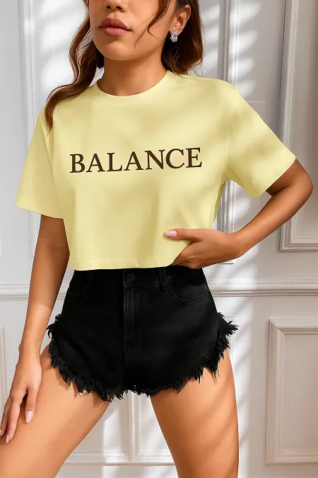 Women's T-shirt, Crop T-shirt, Printed Fit T-shirt, BALANCE-T-SHIRT