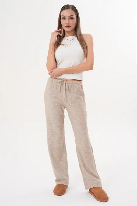 Women's Soft Knitted Trousers with Elastic Waist and Pockets