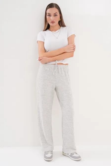 Women's Soft Knitted Trousers with Elastic Waist and Pockets