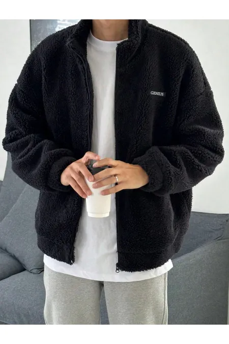 Oversize Plush Full Zip Sweatshirt, Plush, Fleece-Lined Sherpa Fabric Sweatshirt