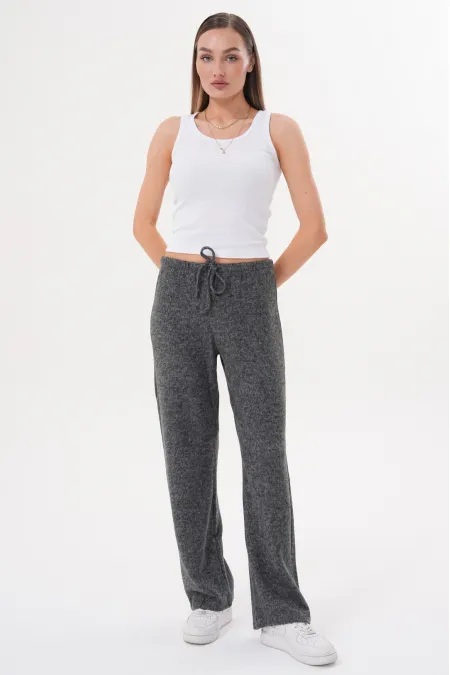 Kadın Yumoş Pantolon Beli Lastikli Cepli Bol Örme Pantolon YUMOŞ PANTOLON