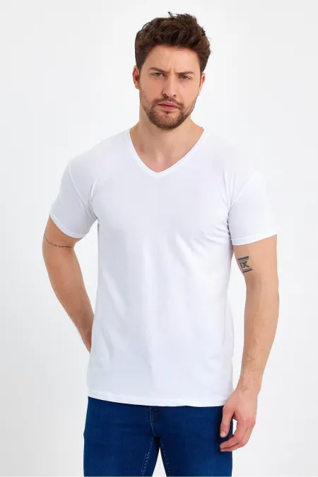 Men's V-Neck Basic Red T-Shirt