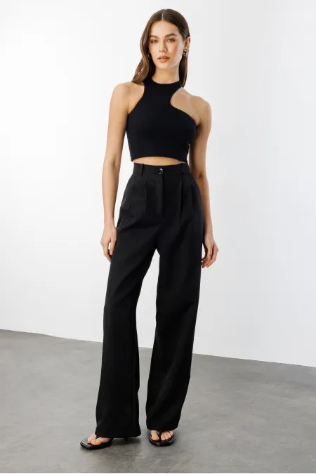Women's Pleated Fabric High Waist Palazzo Trousers PANTS-002