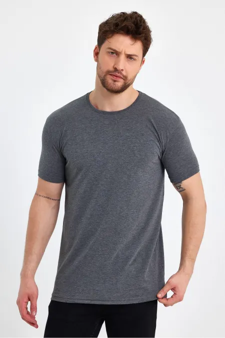 Men's Crew Neck Basic Dark Gray T-Shirt