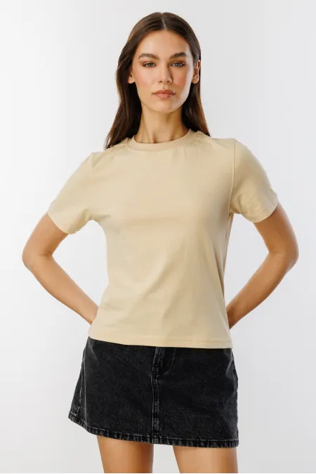 Women's Short-Sleeve Organic Cotton Crew Neck Crop T-shirt