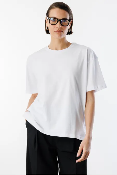 Women's 100% Organic Cotton Relaxed Fit Slit Round Neck T-shirt SLIT-T-SHIRT