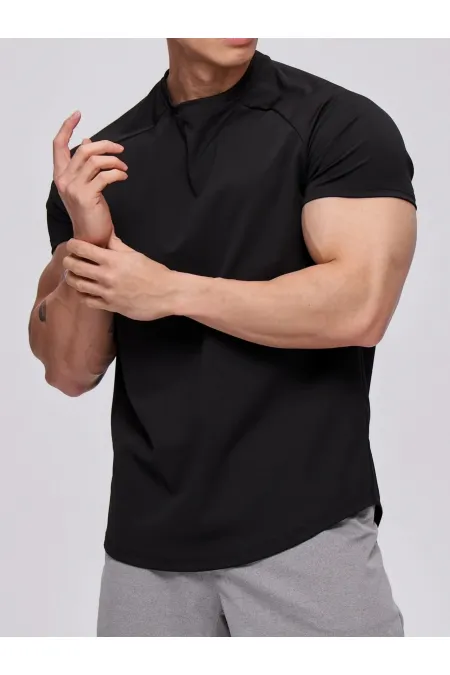 Men's Sports T-Shirt Running Sports Gym Raglan Oval Cut Combed Cotton T-shirt OVALT-SHIRT