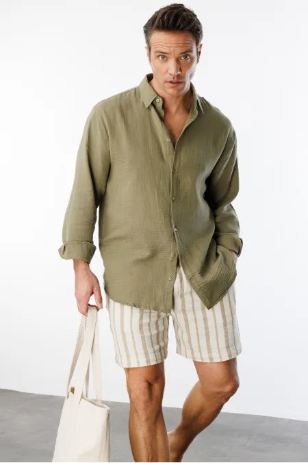 Chemise en mousseline basique oversize pour homme