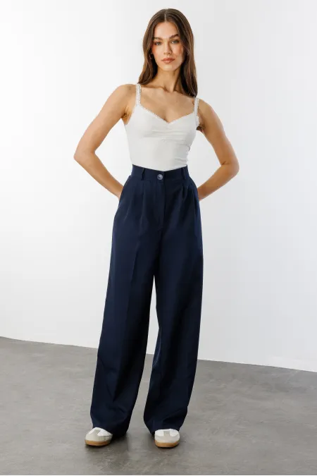 Women's Pleated Fabric High Waist Palazzo Trousers PANTS-002