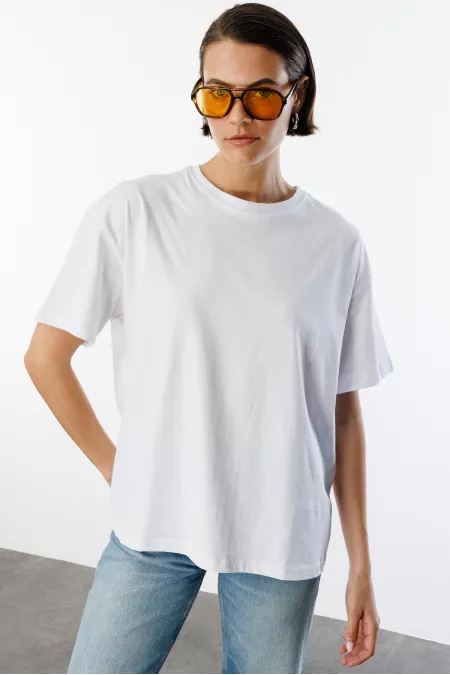 Women's 100% Organic Cotton Thick Textured Oversize Fit Round Neck T-shirt WOMEN-OVERSIZE-T-SHIRT