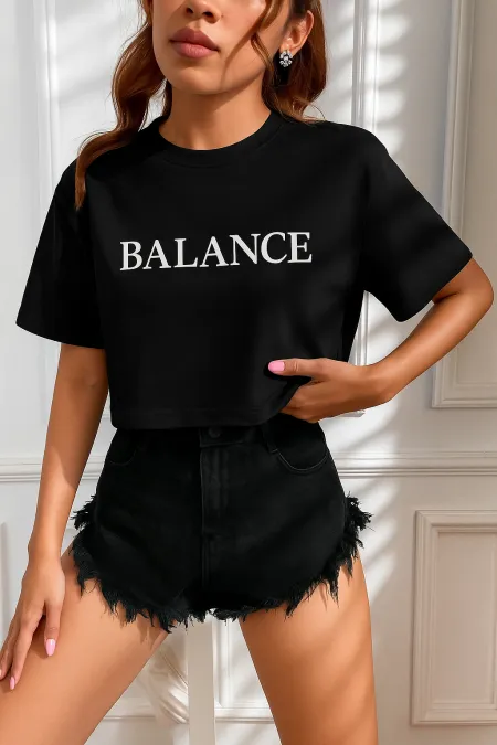 Women's T-shirt, Crop T-shirt, Printed Fit T-shirt, BALANCE-T-SHIRT