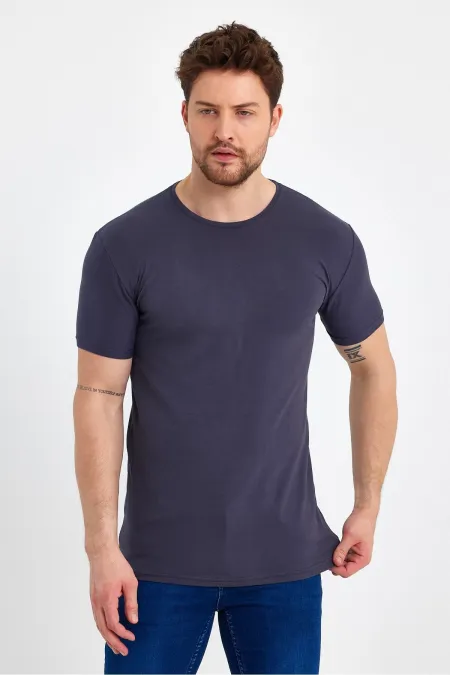 Men's Crew Neck Basic Dark Gray T-Shirt