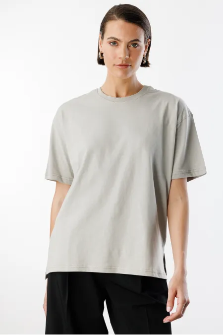 Women's 100% Organic Cotton Relaxed Fit Slit Round Neck T-shirt SLIT-T-SHIRT