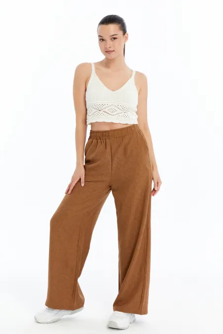 Women's Trousers, Linen Blend, Elastic Waist, Wrinkle-Resistant Fabric, LINEN-TROUSERS
