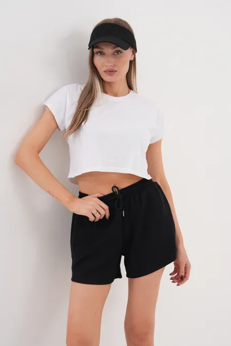 Kadın Modal Şort Beli Lastikli Cepli Şort MODAL-ŞORT