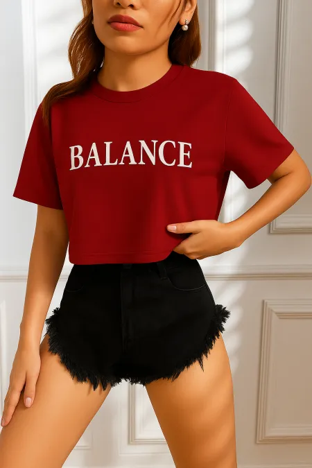 Women's T-shirt, Crop T-shirt, Printed Fit T-shirt, BALANCE-T-SHIRT