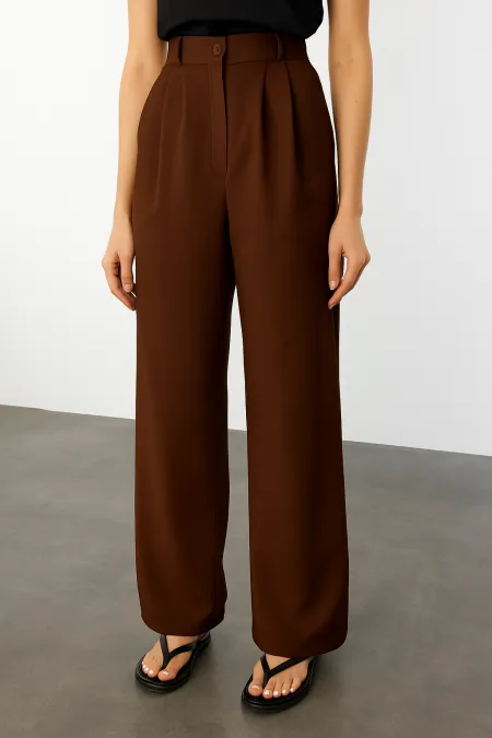 Women's Pleated Fabric High Waist Palazzo Trousers PANTS-002