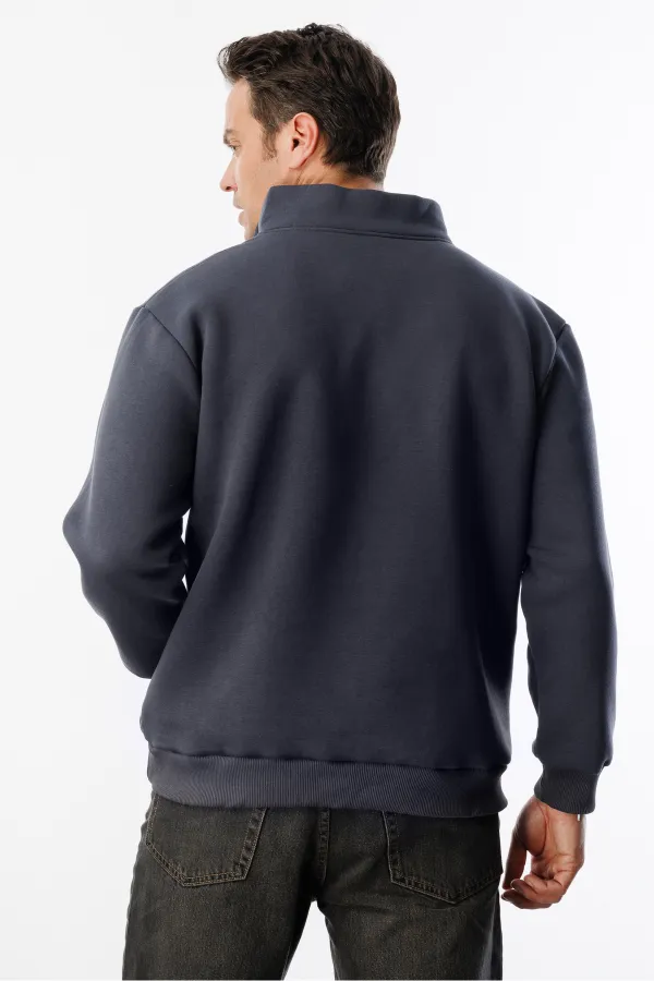 Sweat-shirt unisexe, coupe décontractée, coton, doublure polaire, demi-zip, col montant