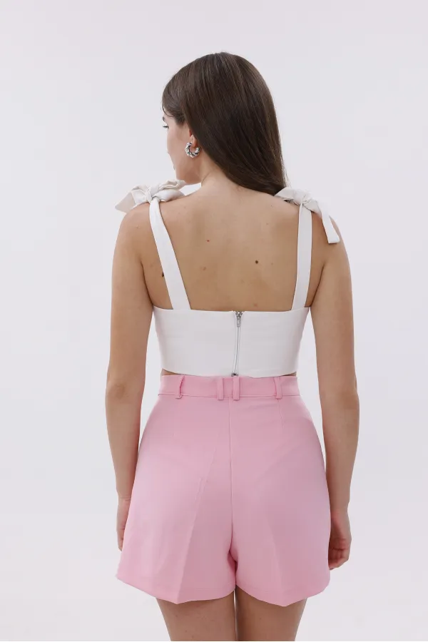 FundaChoosesXGenius Kadın Pileli Şort İç Göstermez Lamineli Kadın Şort PİLELİ-ŞORT